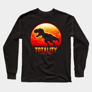 Dinosaur T-Rex Totality April 8 2024 Total Solar Eclipse Long Sleeve T-Shirt